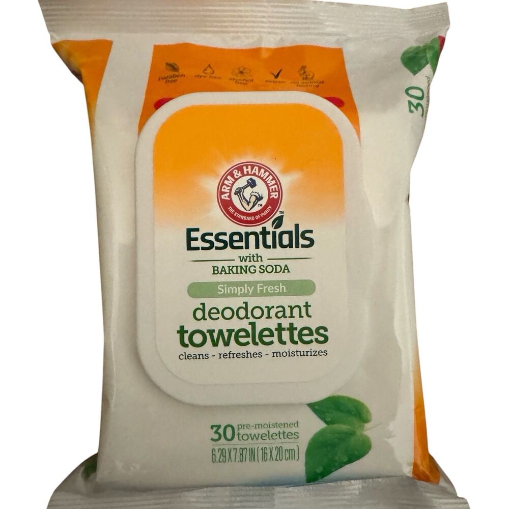 Arm & Hammer Simply Fresh Essentials Baking Soda Deodorant Towelettes 30 Wipes